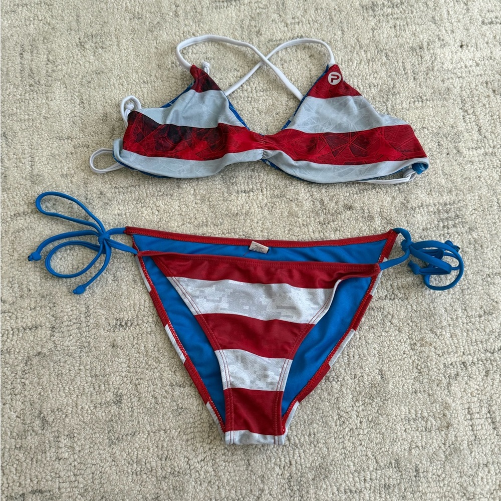 Pelagic Reversible Red and Blue Bikini Set